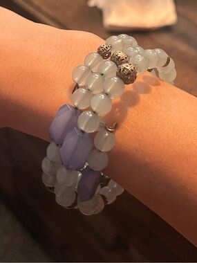 Elegant Lavender & Opal Stretch Beaded Bracelet - Women's Jewelry